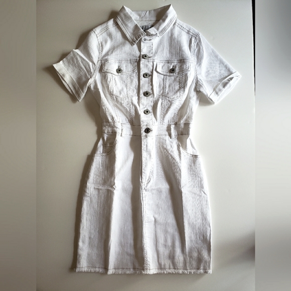 NWT Boutique Item! White denim mini dress - Picture 4 of 6